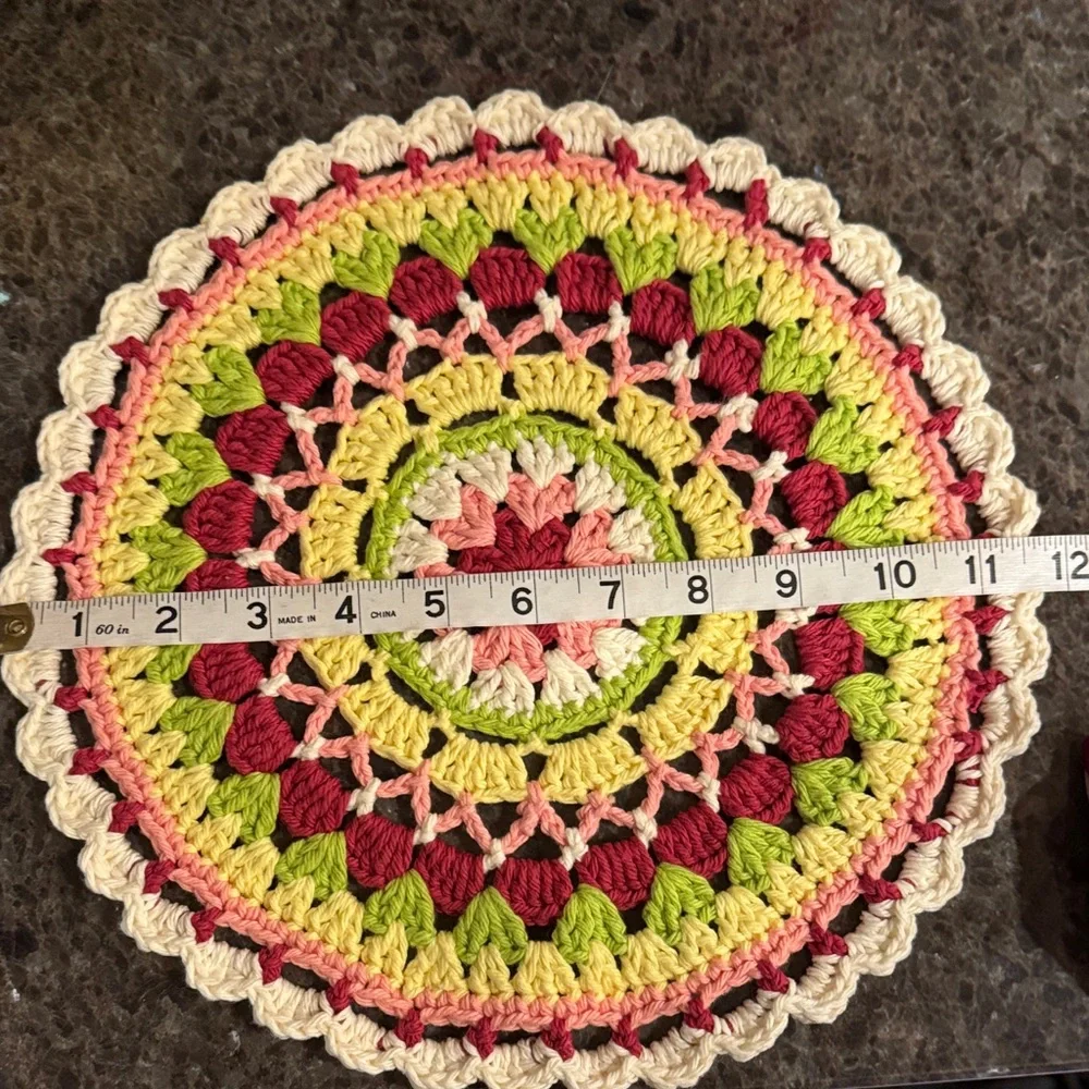 Handmade Crochet Mandala Doily Placemat Trivet - Picture 3 of 4